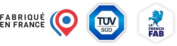 Liste des certifications Triax Sécurité (TUV Sud, La French FAB, Fabriqué en France)